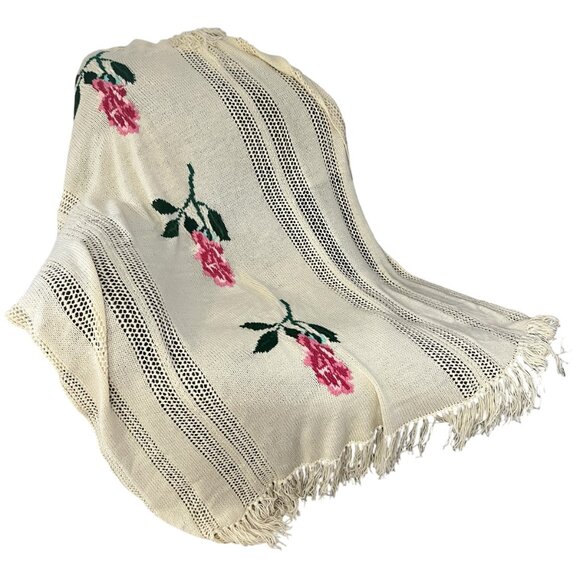 Handmade Other - Hand-made crochet Rosebud afghan throw blanket